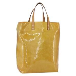 LOUIS VUITTON Monogram Vernis Reade MM Hand Bag Beige M91141 LV Auth 154837